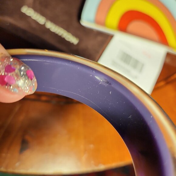 Auth Rare Louis Vuitton Bangle Bracelet Purple Clear Gold Inclusion Monogram - Picture 8 of 8
